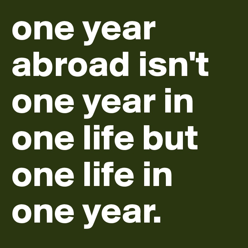 one year abroad isn't one year in one life but one life in one year. 
