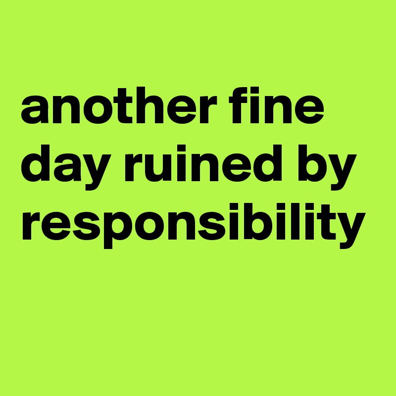
another fine day ruined by responsibility