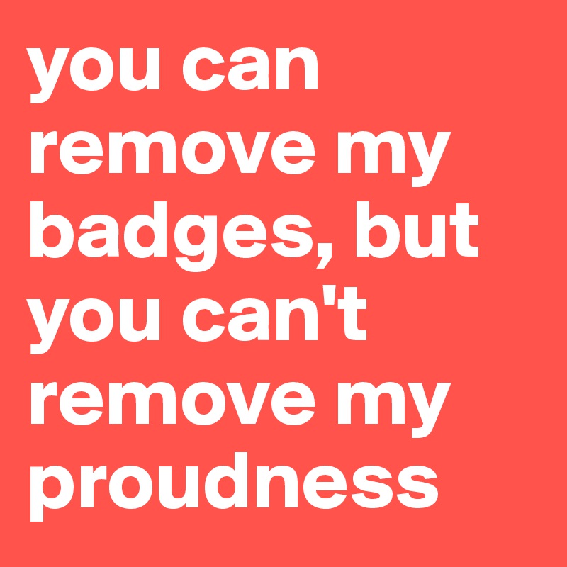 you can remove my badges, but you can't remove my proudness