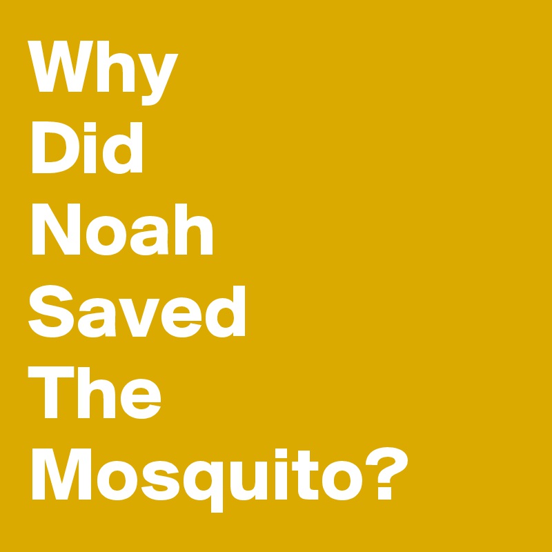 Why
Did
Noah
Saved
The
Mosquito?