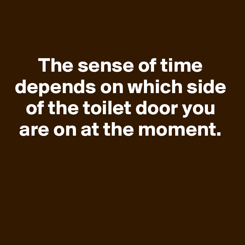 

The sense of time depends on which side of the toilet door you are on at the moment.



