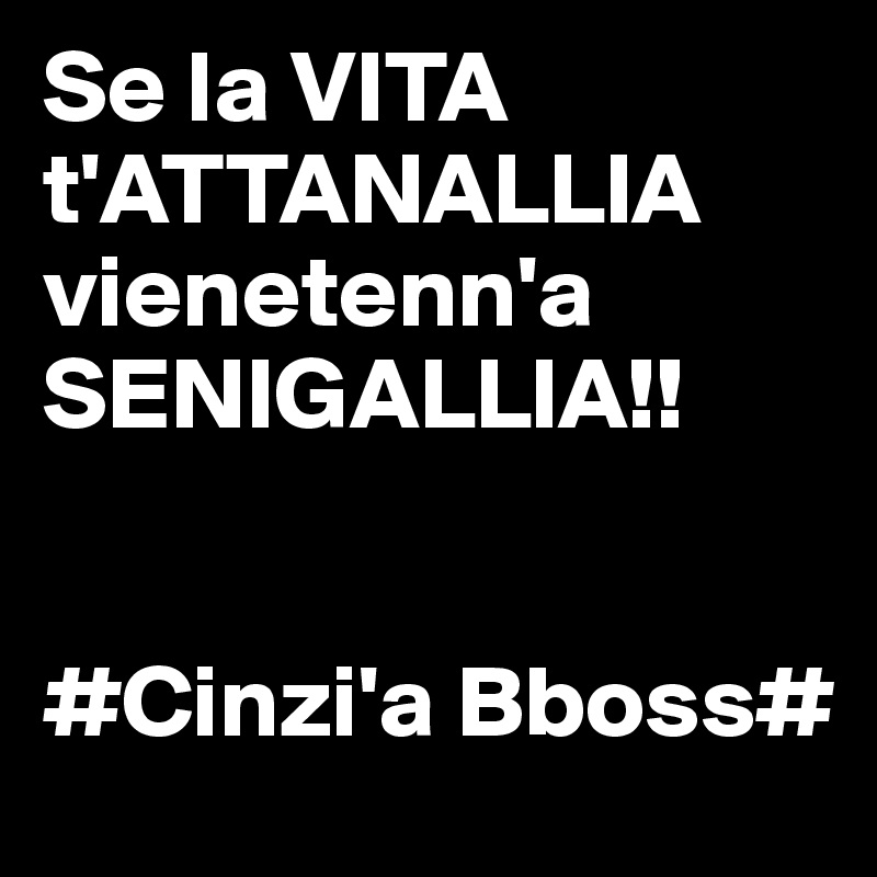Se la VITA t'ATTANALLIA vienetenn'a SENIGALLIA!!

                     #Cinzi'a Bboss#