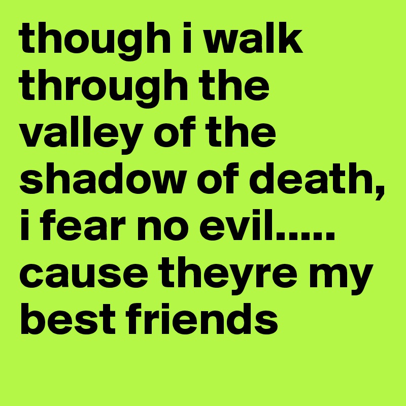though i walk through the valley of the shadow of death, i fear no evil..... cause theyre my best friends