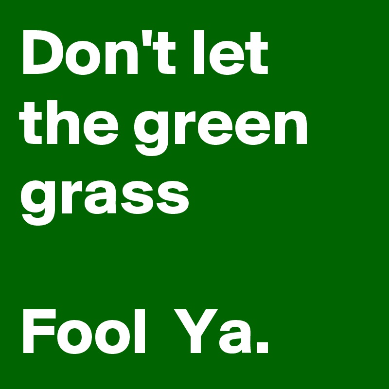 Don't let the green grass    

Fool  Ya.