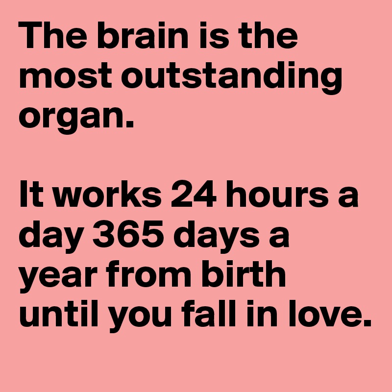 The brain is the most outstanding organ. 

It works 24 hours a day 365 days a year from birth until you fall in love.