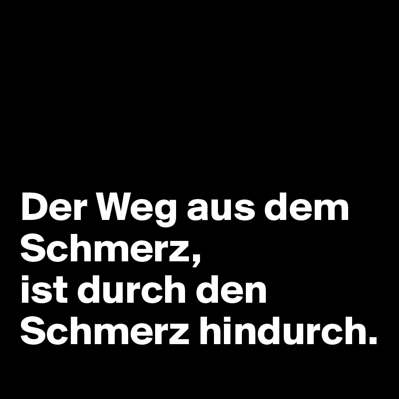 



Der Weg aus dem Schmerz, 
ist durch den Schmerz hindurch.