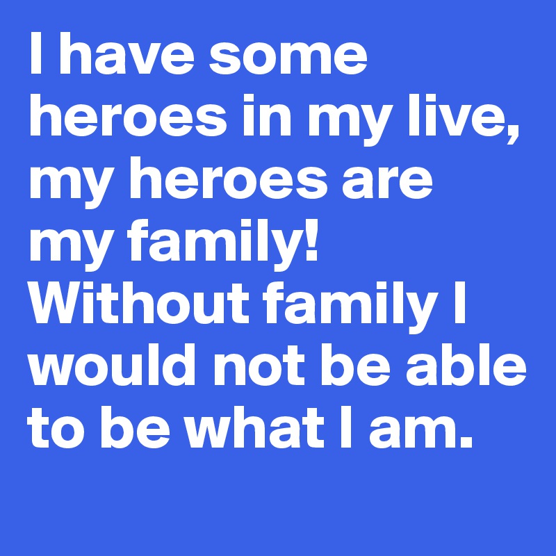 I have some heroes in my live, my heroes are my family! Without family I would not be able to be what I am. 