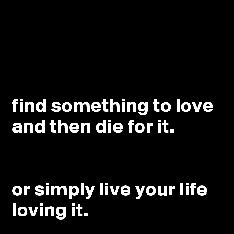 



find something to love and then die for it.


or simply live your life loving it.