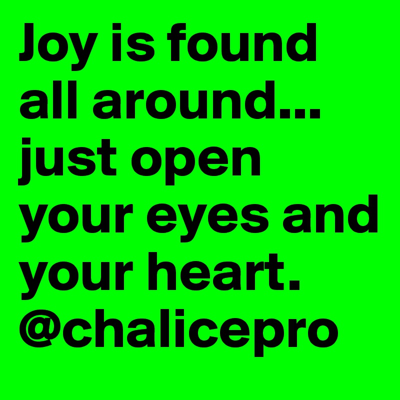Joy is found all around... just open your eyes and your heart.
@chalicepro