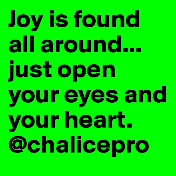 Joy is found all around... just open your eyes and your heart.
@chalicepro
