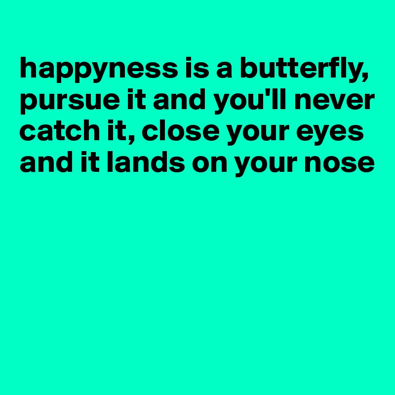 
happyness is a butterfly,
pursue it and you'll never catch it, close your eyes and it lands on your nose





