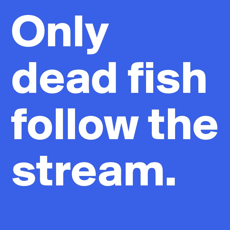 Only dead fish follow the stream. 