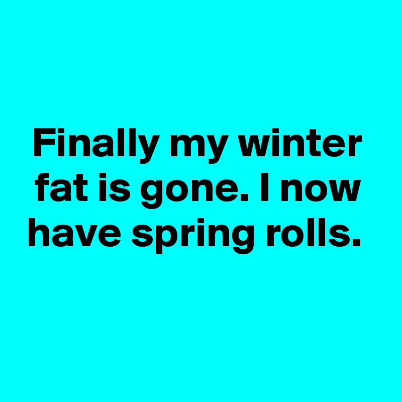

Finally my winter fat is gone. I now have spring rolls. 


