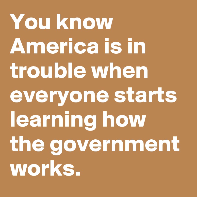 You know America is in trouble when everyone starts learning how the government works.
