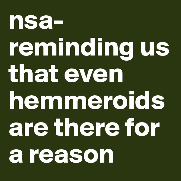 nsa- reminding us that even hemmeroids are there for a reason