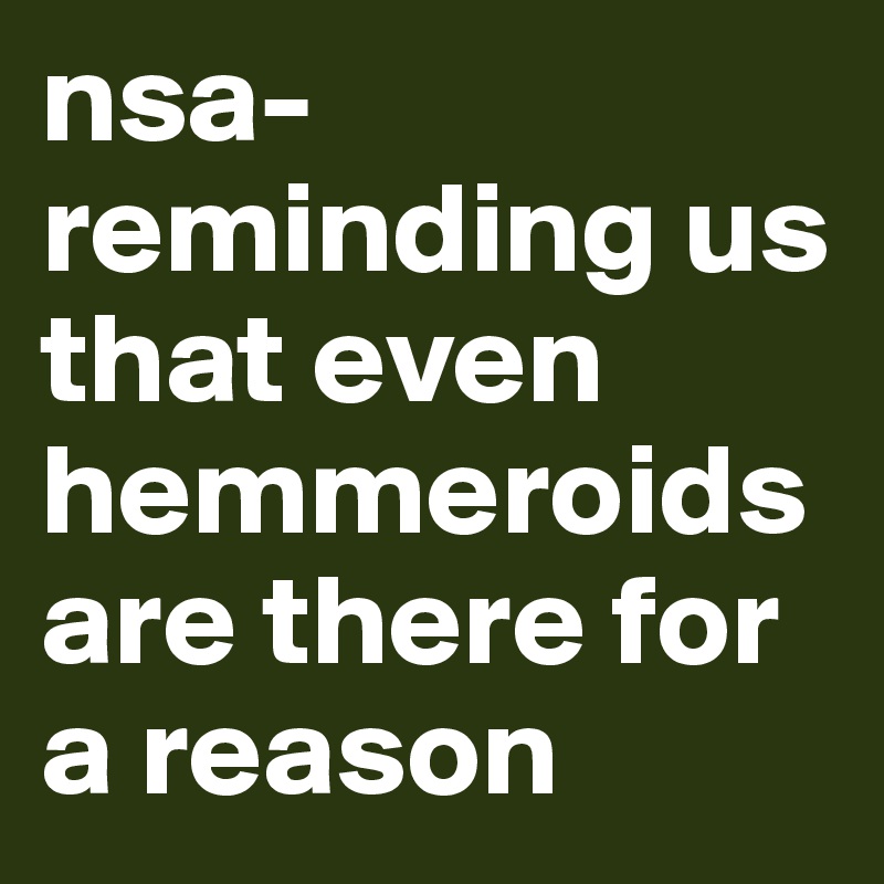 nsa- reminding us that even hemmeroids are there for a reason