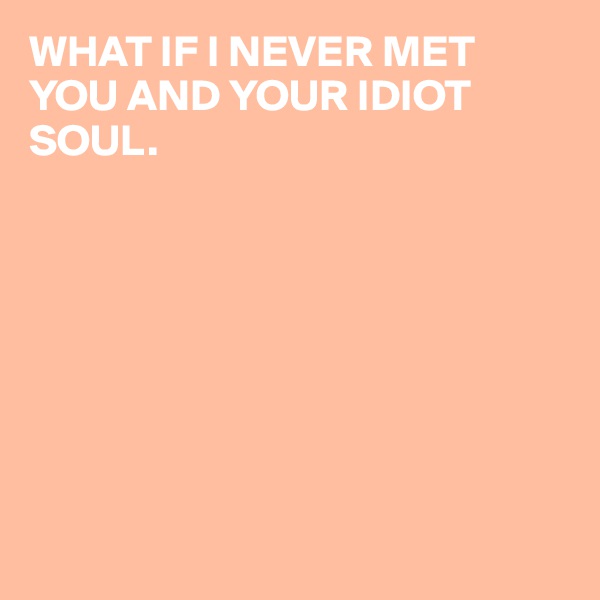 WHAT IF I NEVER MET YOU AND YOUR IDIOT SOUL.








