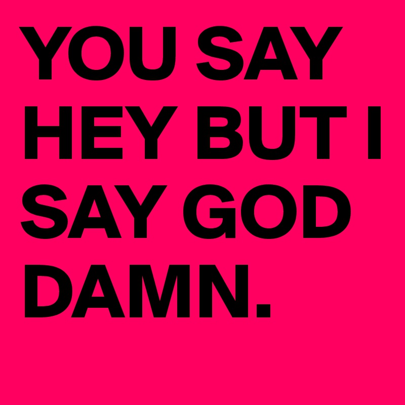 YOU SAY HEY BUT I SAY GOD DAMN.