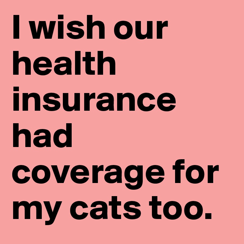 I wish our health insurance had coverage for my cats too.