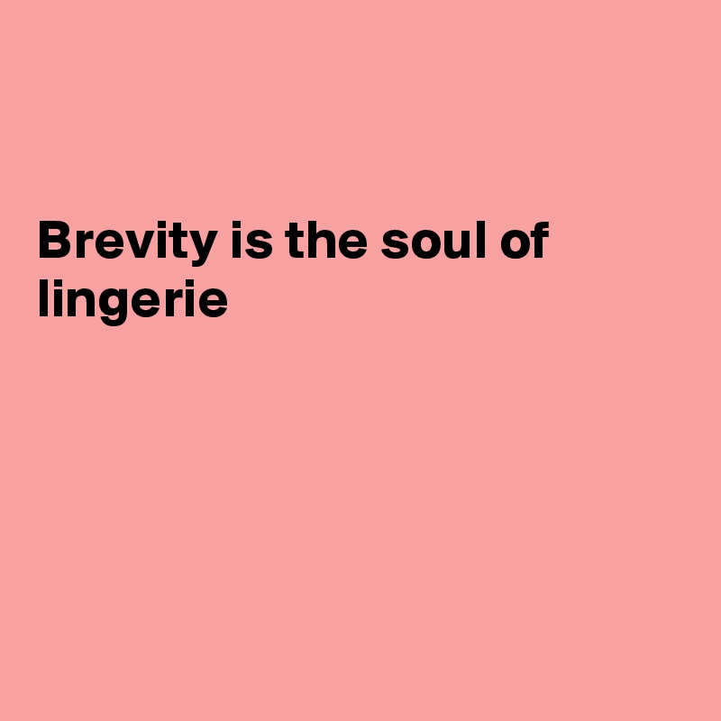 


Brevity is the soul of lingerie 





