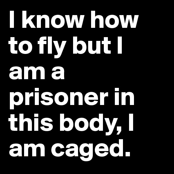 I know how to fly but I am a prisoner in this body, I am caged. 