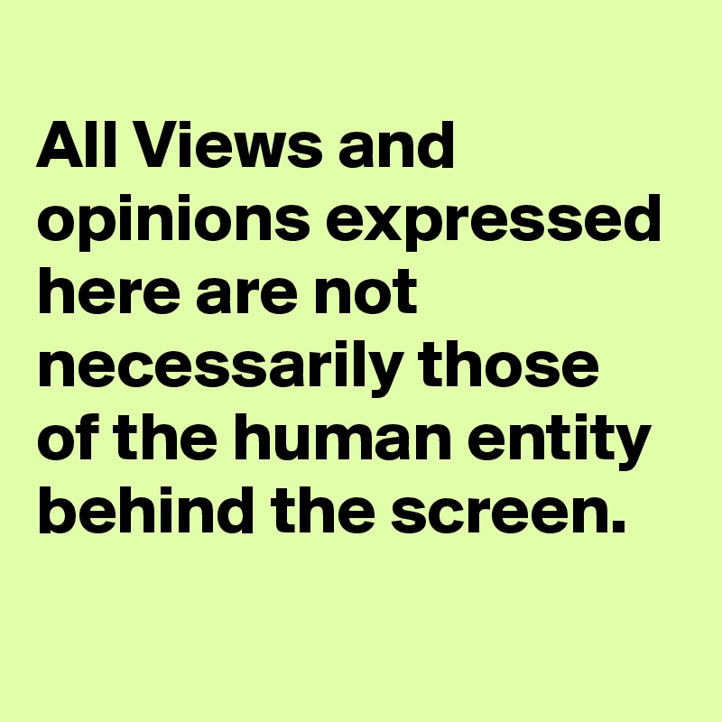 
All Views and opinions expressed here are not necessarily those of the human entity behind the screen.
