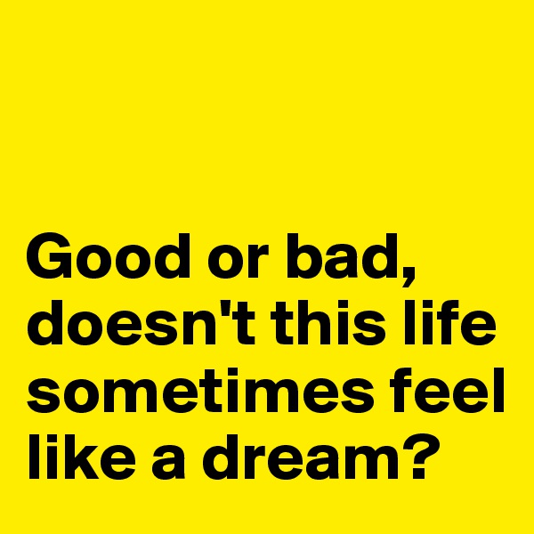 


Good or bad, doesn't this life sometimes feel like a dream?