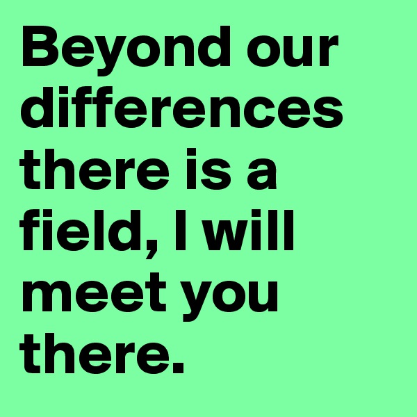 Beyond our differences there is a field, I will meet you there. 