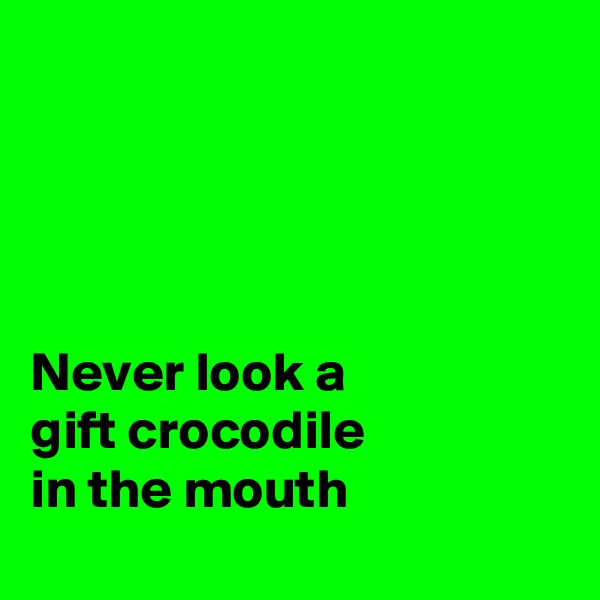 




Never look a 
gift crocodile 
in the mouth
