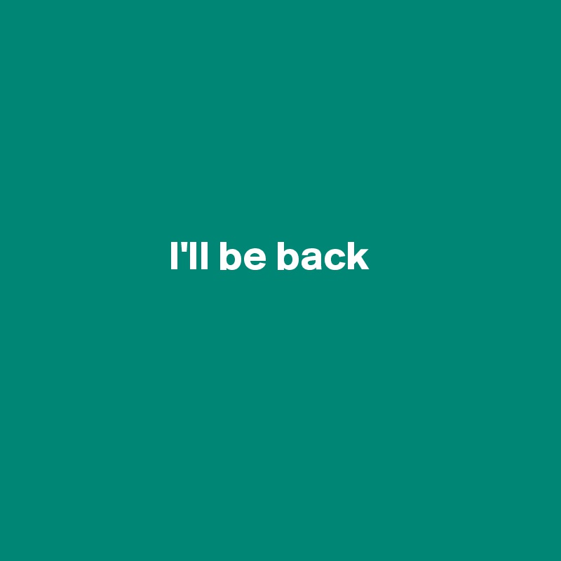 




                 I'll be back





