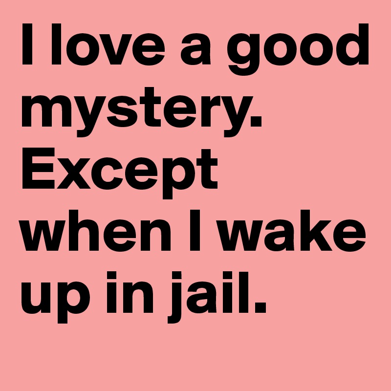 I love a good mystery. Except when I wake up in jail.