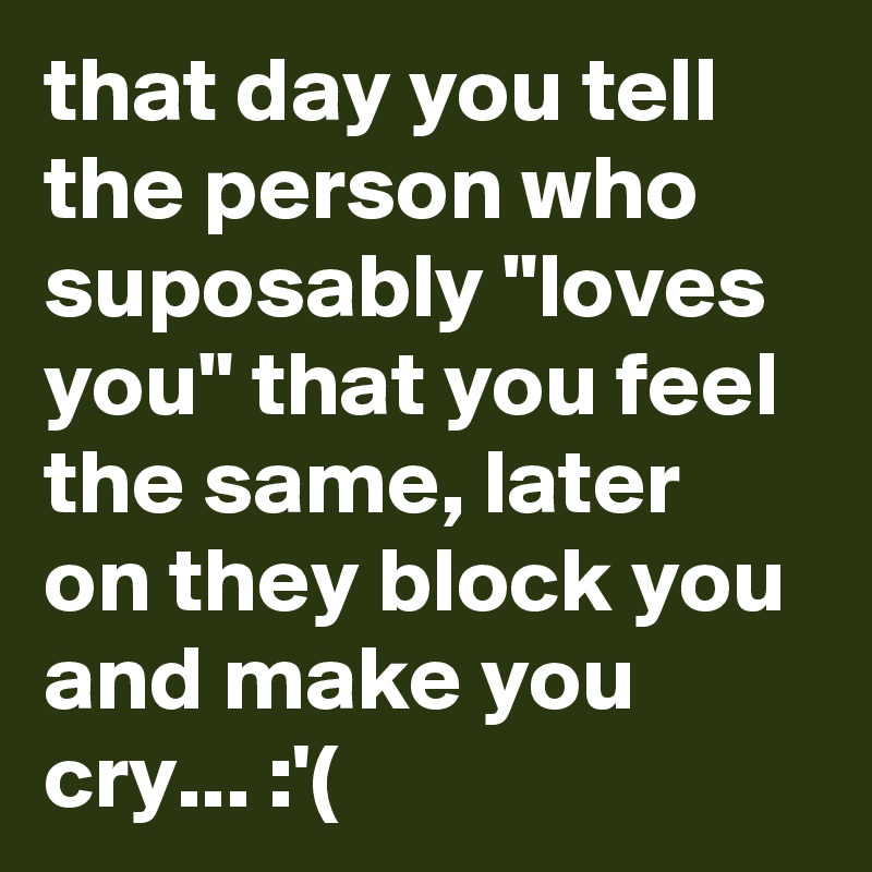 that day you tell the person who suposably "loves you" that you feel the same, later on they block you and make you cry... :'(