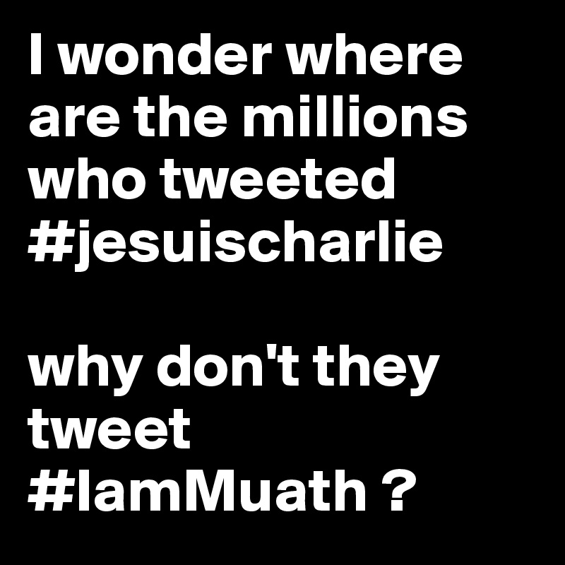 I wonder where are the millions who tweeted #jesuischarlie 

why don't they tweet #IamMuath ?