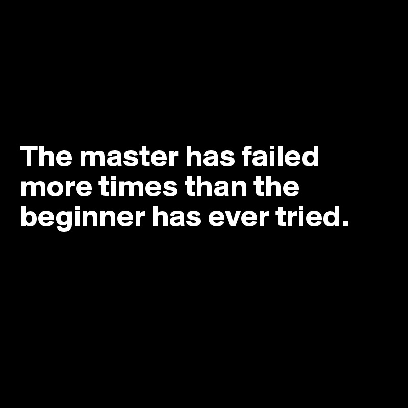 



The master has failed more times than the beginner has ever tried.




