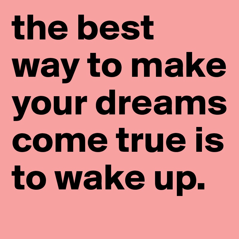 the best way to make your dreams come true is to wake up.