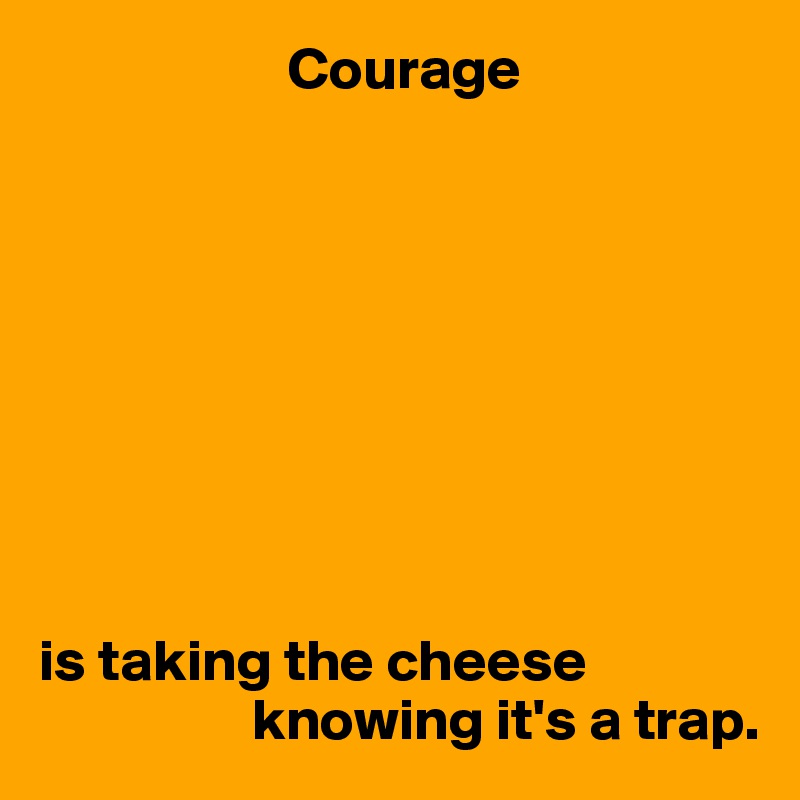                      Courage









is taking the cheese 
                  knowing it's a trap.