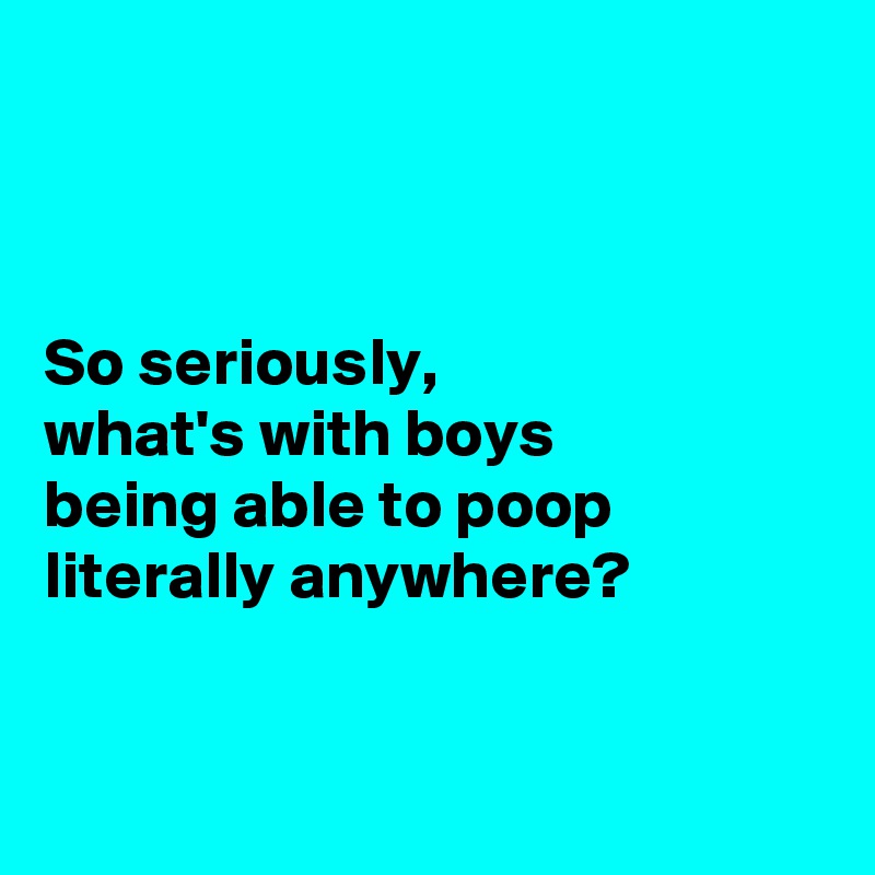 



So seriously, 
what's with boys 
being able to poop literally anywhere?


