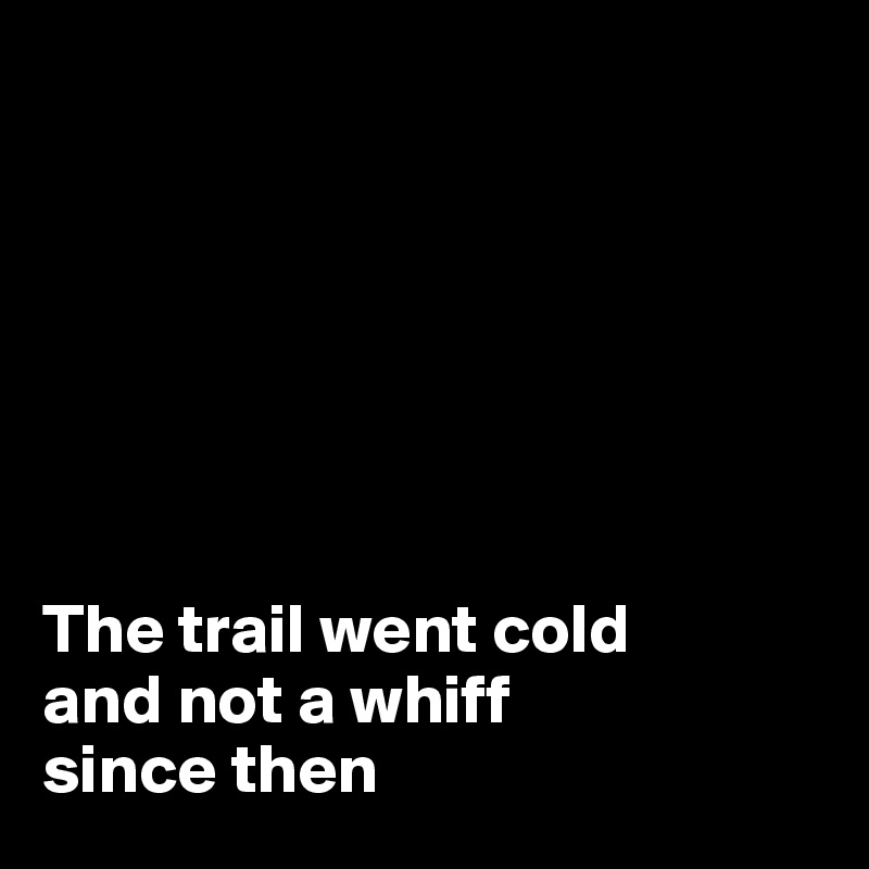 







The trail went cold
and not a whiff
since then