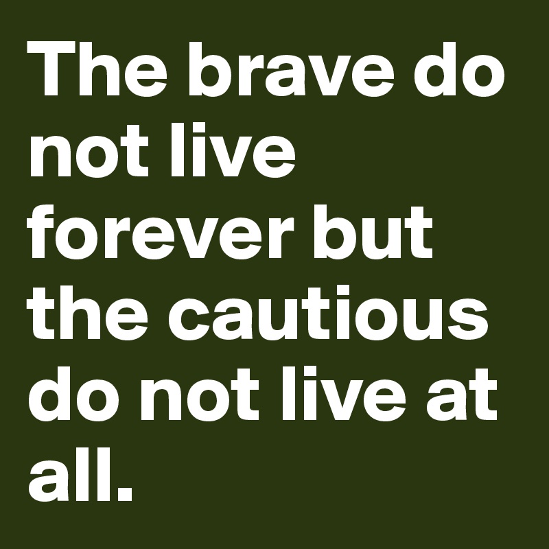 The brave do not live forever but the cautious do not live at all. 