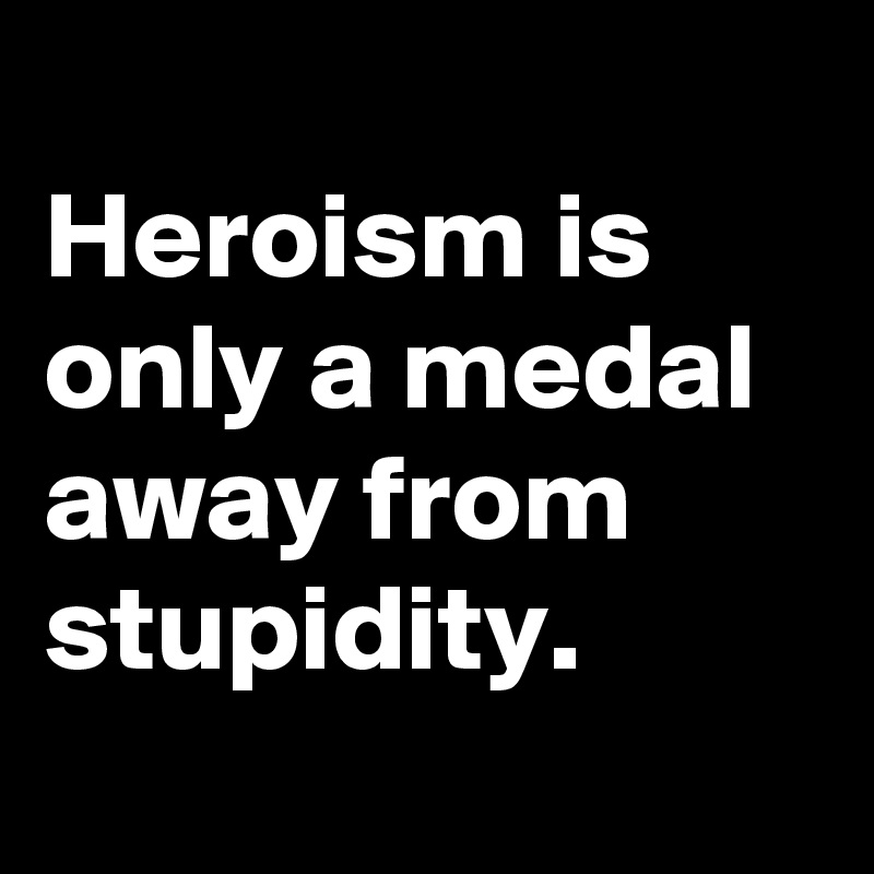 
Heroism is only a medal away from stupidity.

