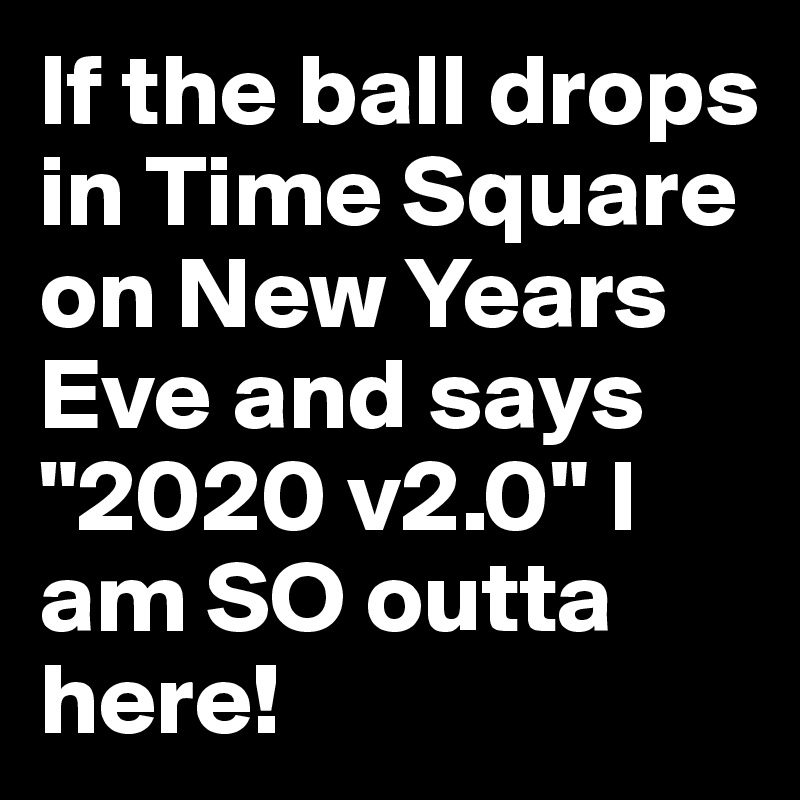 If the ball drops in Time Square on New Years Eve and says "2020 v2.0" I am SO outta here!