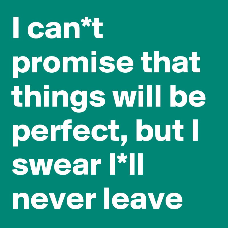 I can*t promise that things will be perfect, but I swear I*ll never leave 