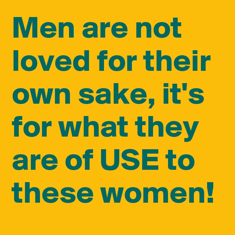 Men are not loved for their own sake, it's for what they are of USE to these women!