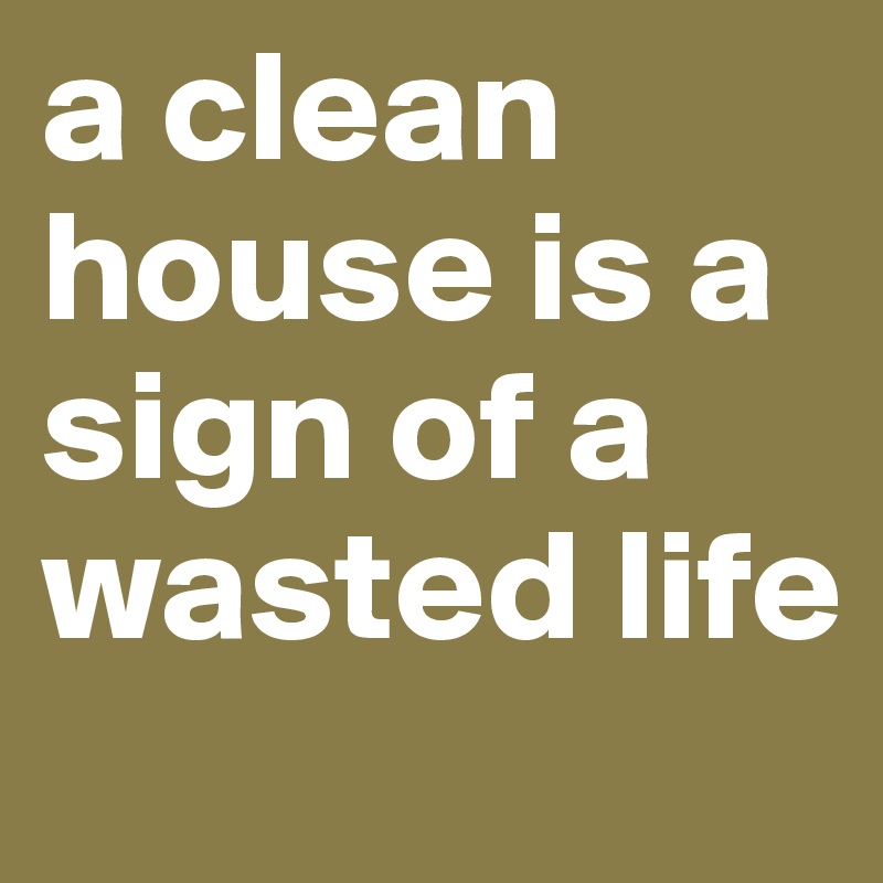 a clean house is a sign of a wasted life