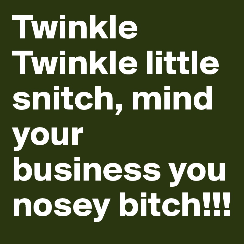 Twinkle Twinkle little snitch, mind your business you nosey bitch!!!