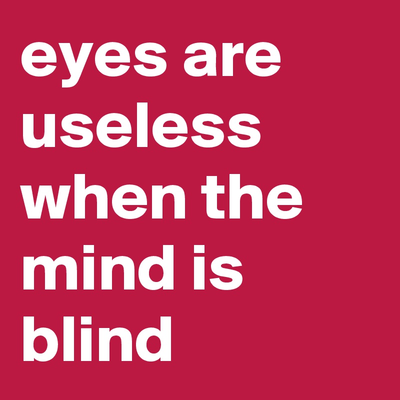 eyes are useless when the mind is blind