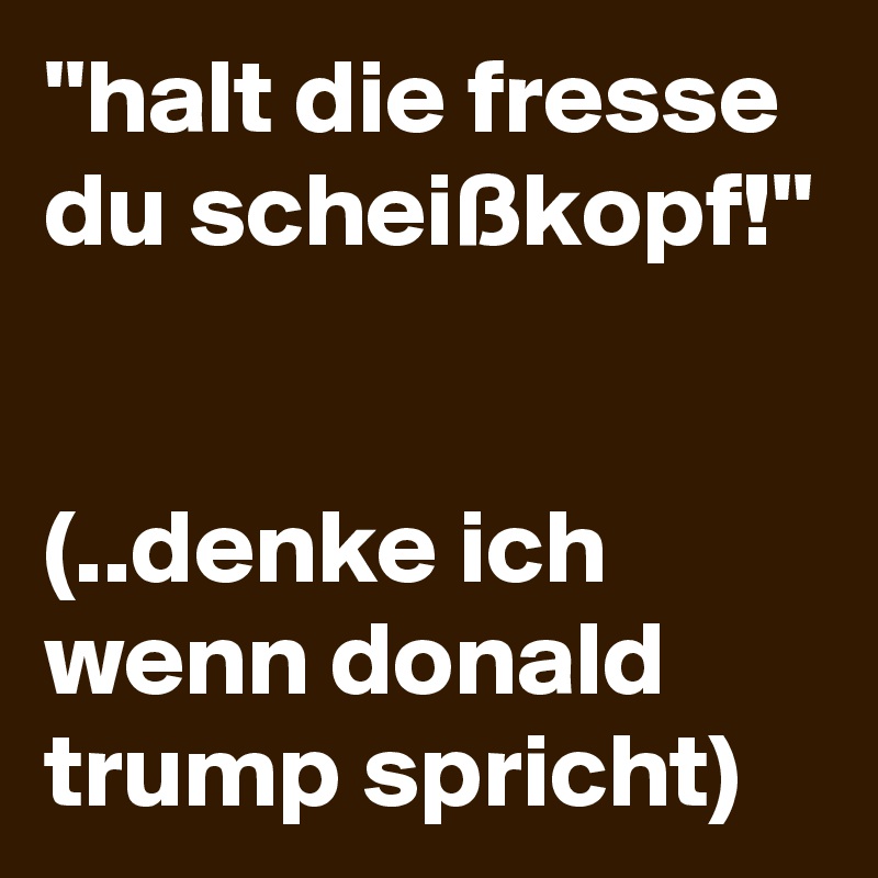 ''halt die fresse du scheißkopf!''


(..denke ich wenn donald trump spricht) 