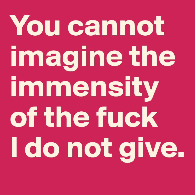 You Cannot Imagine The Immensity Of The Fuck I Do Not Give You Cannot Imagine The Immensity Of The Fuck I Do Not Give