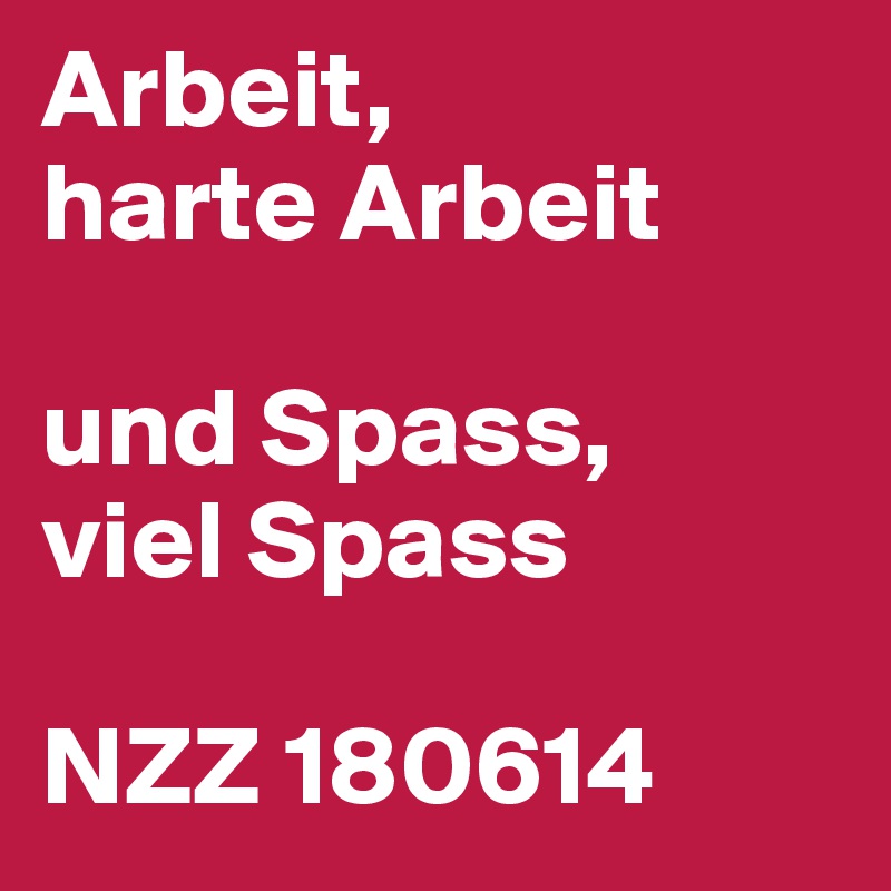 Arbeit,
harte Arbeit

und Spass,
viel Spass

NZZ 180614