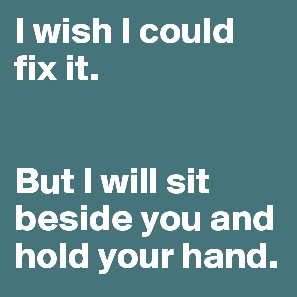 I wish I could fix it.


But I will sit beside you and hold your hand.